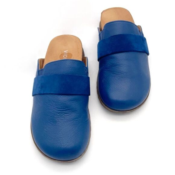 Vionic Ambrosia Clogs Blue Leather Suede Slides Slip On Orthotic Comfort Size 7 - Picture 9 of 16